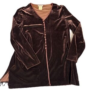 Vintage Nina Piccalino Chocolate Brown Velvet Blouse, Size 14 Woman's Whimsigoth